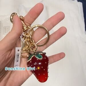 NWT Coach Strawberry Bag Charm CAO50 BRASS/Red
